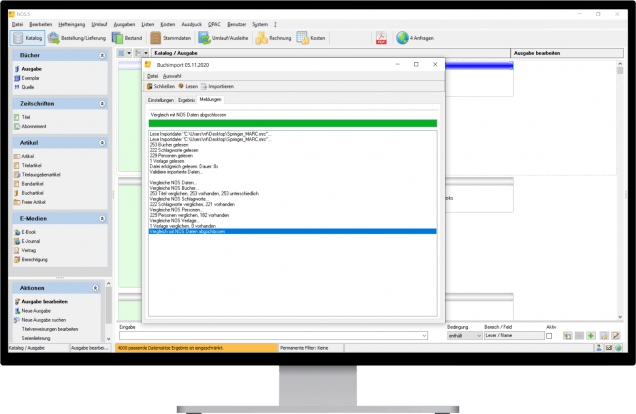 Abgeschlosser Import für schnelle Recherche mit NOS